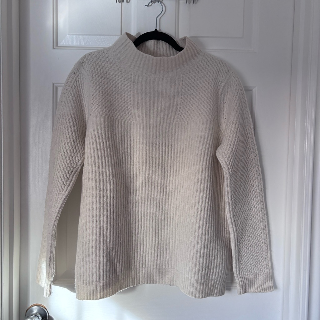 Diane Von Furstenberg Ivory Jayleen Funnel Neck Chunky Sweater